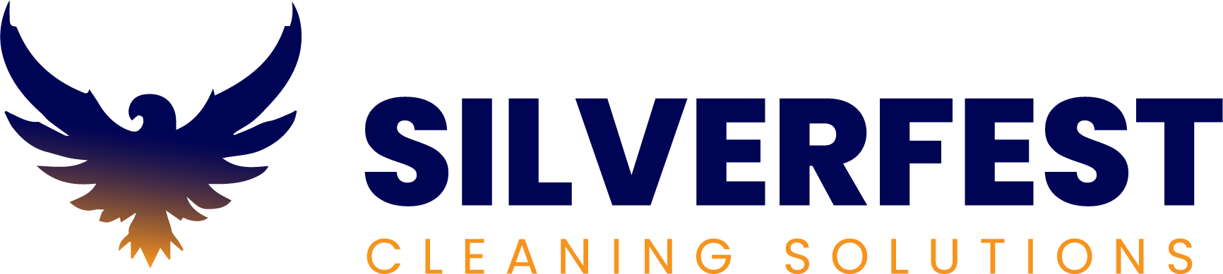 Silverfest Cleaning Services logo, stylized orange and blue text with a clean, modern design. Represents the Silverfest brand in a professional and welcoming style.